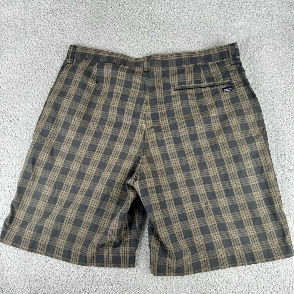 Patagonia Shorts Mens 36 Flat‎ Front Chino Gray Striped Organic Cotton Blend